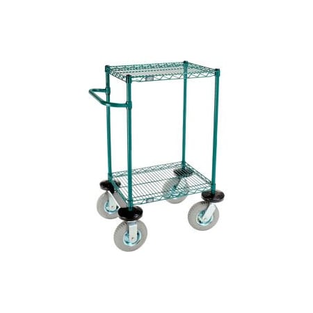 Gec Nexel 2 Shelf Cart, Poly-Green, 24"L x 18"W x 43"H, Pneumatic Rigid Casters SC1824NG2